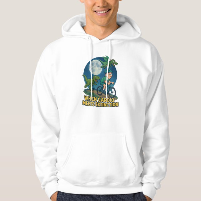 When Cardio Meets Extinction – Funny Dinosaur Hoodie (Front)
