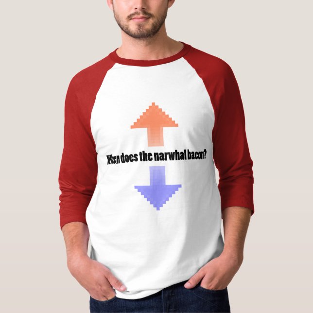 When Does the Narwhal Bacon Upvote Reddit Question T-Shirt (Front)