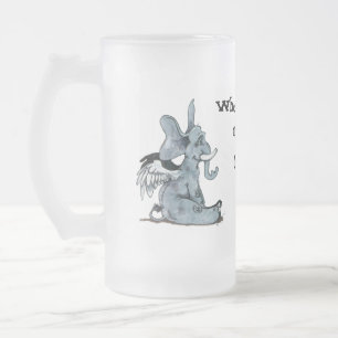 When Elephants Fly! ~frosted Stien Frosted Glass Beer Mug