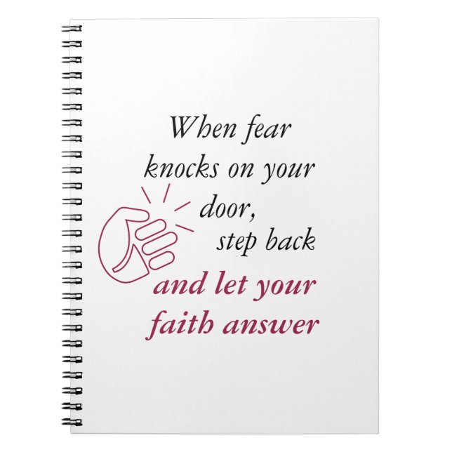 When Fear Knocks Let Faith Answer Red Text Notebook (Front)
