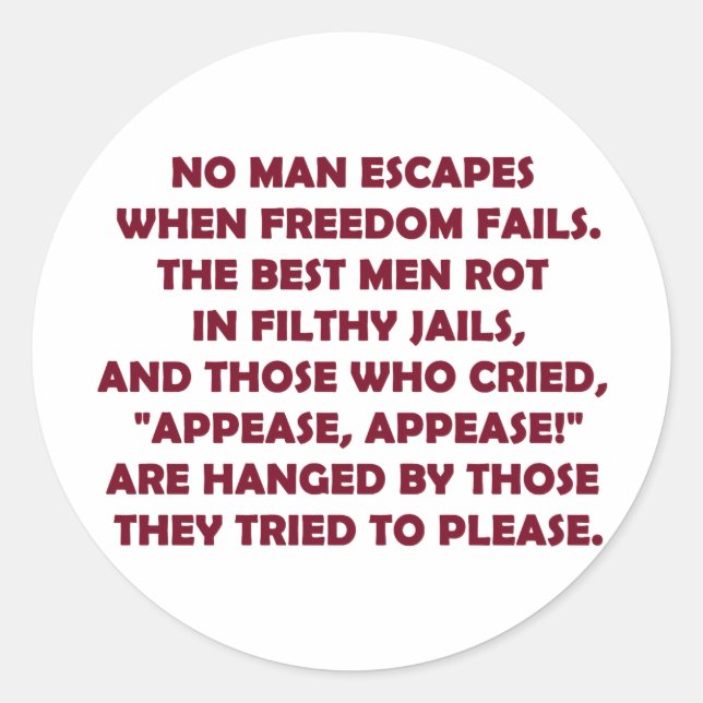 When Freedom Fails Classic Round Sticker (Front)