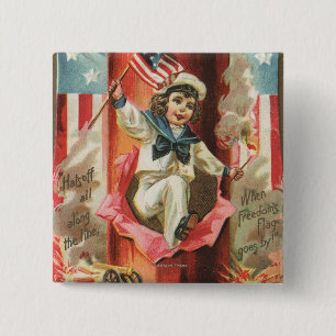 When Freedom Flag Goes By 15 Cm Square Badge