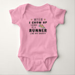When I Grow Up I Wanna Be a Runner Like My Dad Baby Bodysuit<br><div class="desc">Start your baby's running journey early with this design that features the quote,  "When I Grow Up I Wanna Be a Runner Like My Daddy." It can be customised to fit your needs. It is the perfect pregnancy announcement or baby shower.</div>