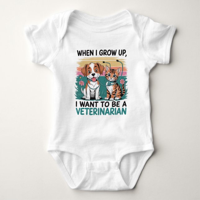 When I grow up I want to be Veterinarian T-Shirt  Baby Bodysuit (Front)