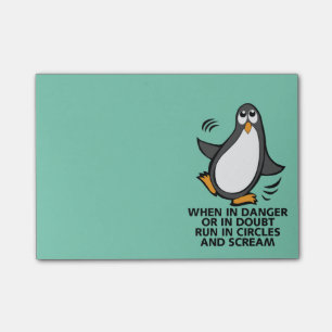 When in Danger or in Doubt Funny Penguin Graphic Post-it Notes