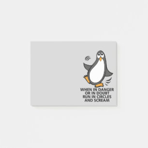 When in Danger or in Doubt Funny Penguin Grey Post-it Notes