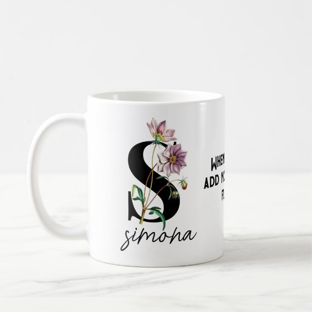 When in doubt Classic Purple Floral Personalised  Coffee Mug (Left)