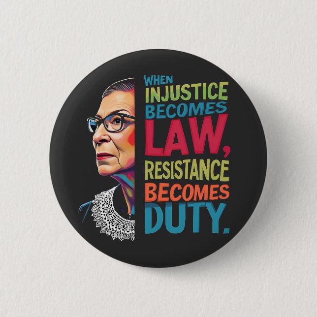 When Injustice Becomes Law Resistance Becomes Duty 6 Cm Round Badge (Front)