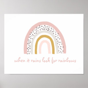 When It Rains Look For Rainbows Boho Poster