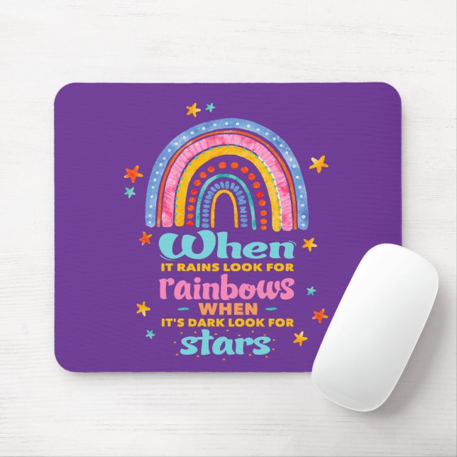 When It Rains Look For Rainbows Mouse Pad (With Mouse)
