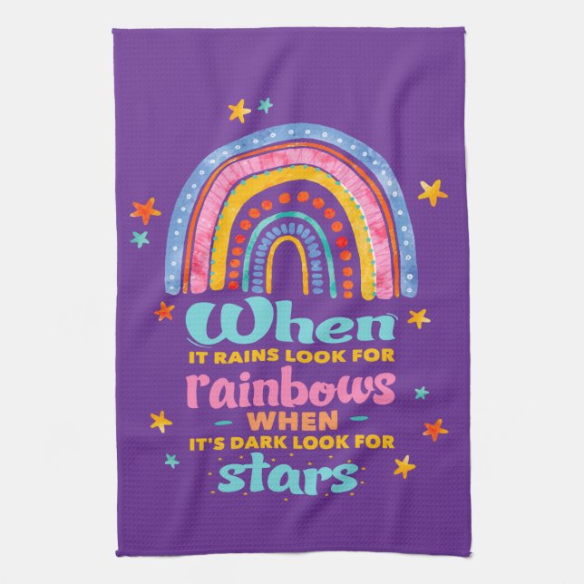 When It Rains Look For Rainbows Tea Towel (Vertical)