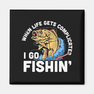When Life Gets Complicated I Go Fishin - Funny Fis Magnet