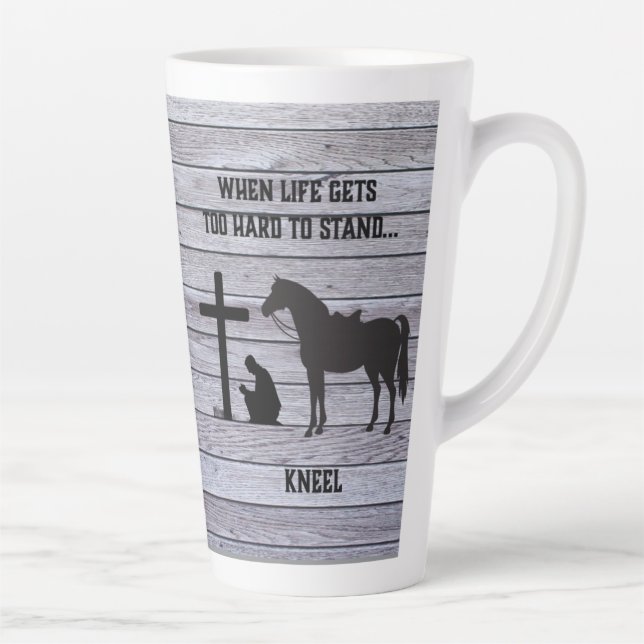 When life gets hard, Kneel Latte Mug (Right)