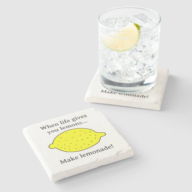 When life give you lemons make lemonade funny stone coaster (Side)