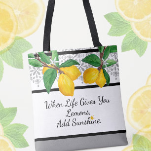 When Life Gives You Lemons Grey Amalfi Lemon Tote Bag