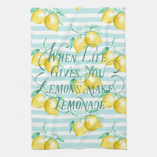 When Life Gives You Lemons | Motivational Quote  Tea Towel (Vertical)
