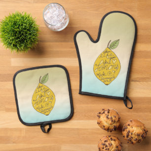 When Life Gives you Lemons Ombre     Oven Mitt & Pot Holder Set