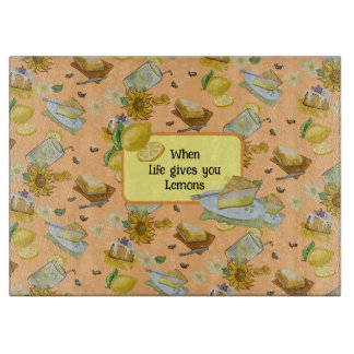 when life gives you lemons pattern cutting board