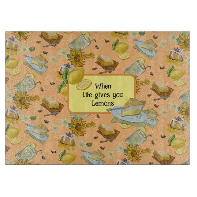 when life gives you lemons pattern cutting board (Front)