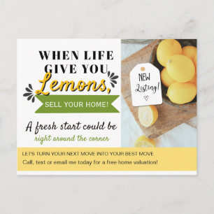 When Life Gives You Lemons Sell Your Home Real Announcement Postcard