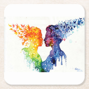 when love gives you butterflies square paper coaster