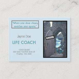 "WHEN ONE DOOR CLOSES ANOTHER ONE OPENS" BUSINESS CARD