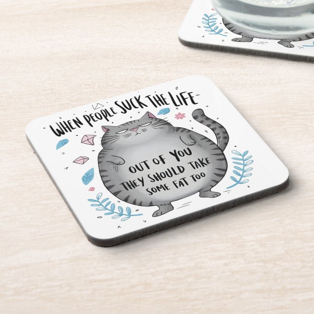 When People Suck Funny Cat Lover Gift  Coaster (Left Side)