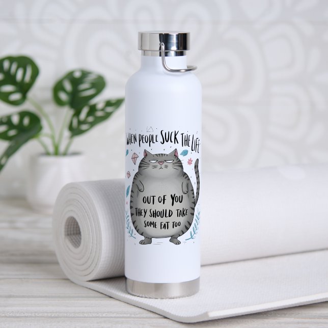 When People Suck Funny Cat Lover Gift  Water Bottle (Yoga (Rotated))