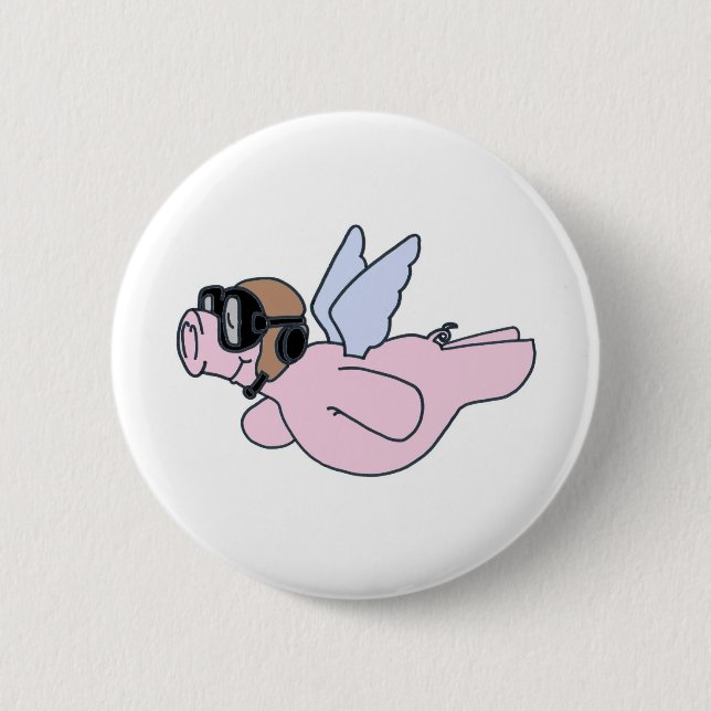 When pigs fly 6 cm round badge (Front)