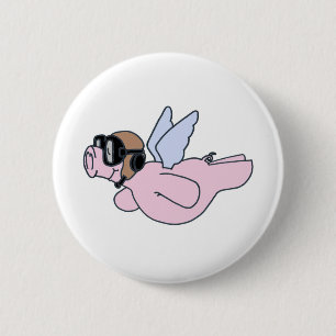 When pigs fly 6 cm round badge