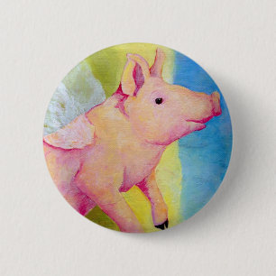 when pigs fly 6 cm round badge