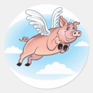 When Pigs Fly, Fun Happens Classic Round Sticker