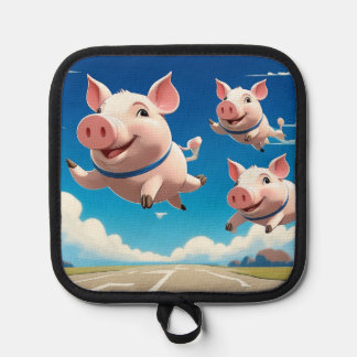 When Pigs Fly Funny Airbourne Swine Pot Holder