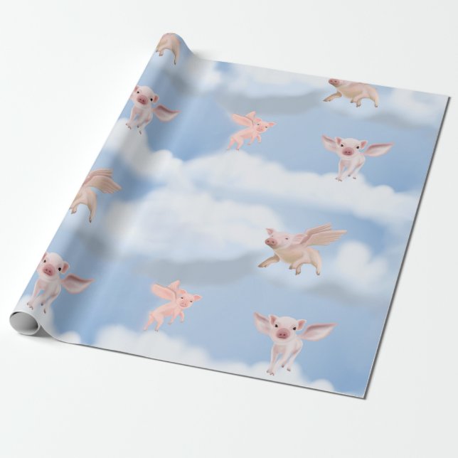 When Pigs Fly gift wrap (Unrolled)