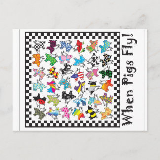 When pigs fly postcard