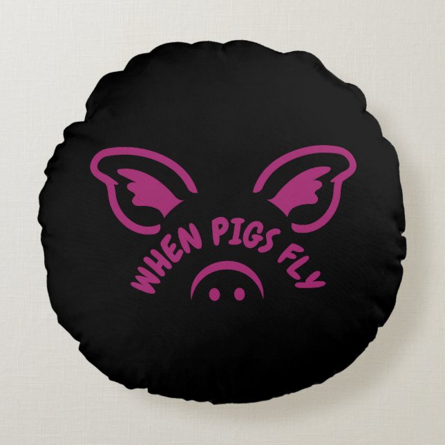 When pigs fly round cushion (Front)