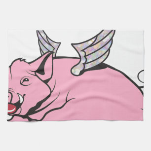 when pigs fly tea towel