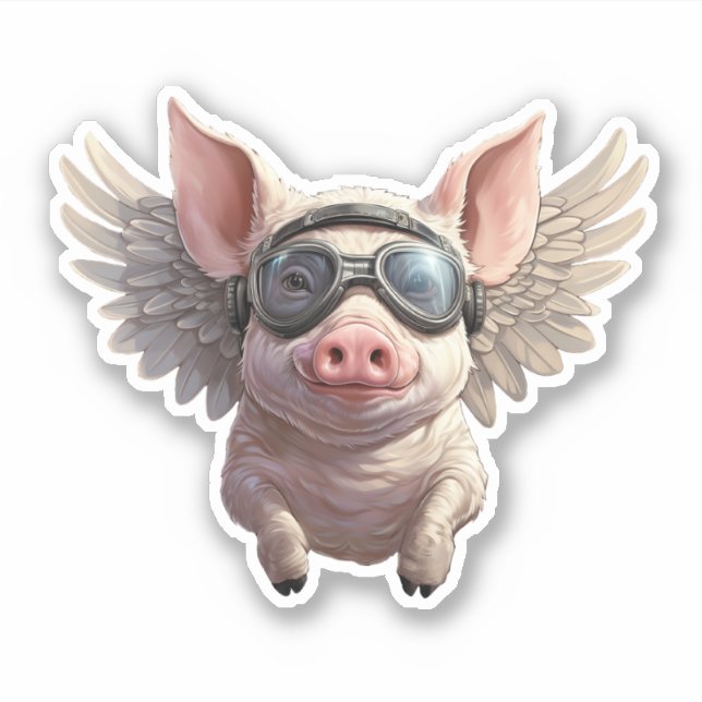 When Pigs Fly with Googles Sticker (Front)