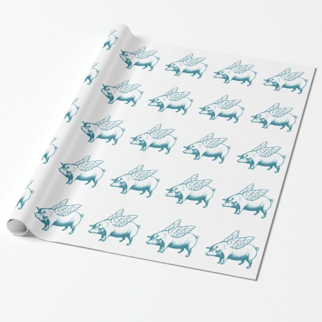 When Pigs Fly Wrapping Paper (Unrolled)