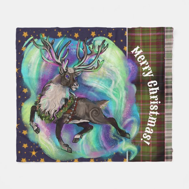 When Reindeer Fly Fleece Blanket (Front (Horizontal))