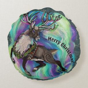 When Reindeer Fly Round Cushion