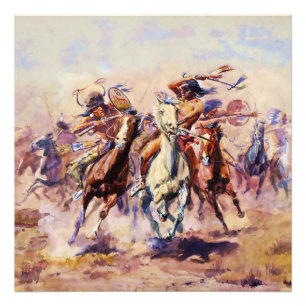 “When Sioux and Blackfeet Meet” by Charles M Russe Photo Print