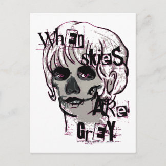 when skies are grey skeleton postcard