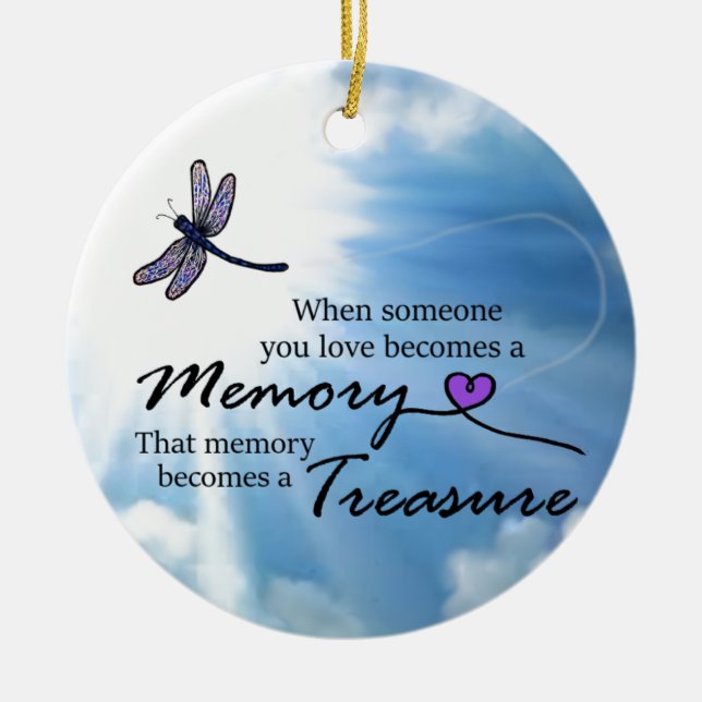 When someone you love, dragonfly ceramic tree decoration (Front)