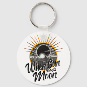 When Sun Meets Moon, Black Skyline Solar Eclipse Key Ring