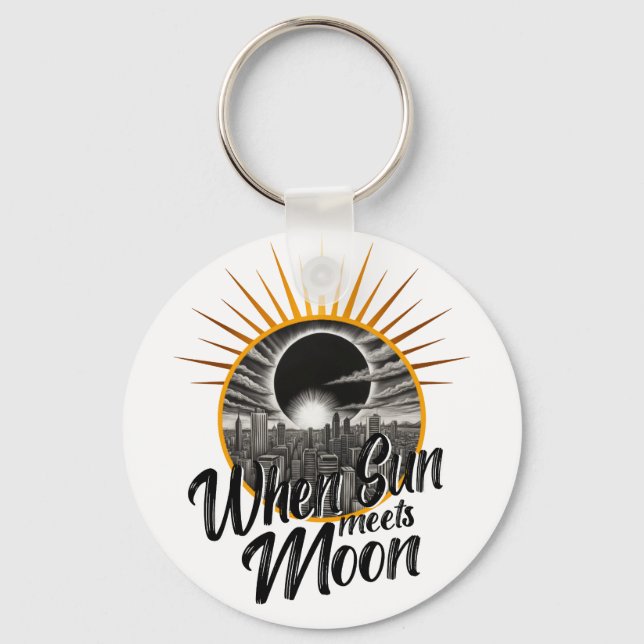 When Sun Meets Moon, Cosmic Skyline Solar Eclipse Key Ring (Front)