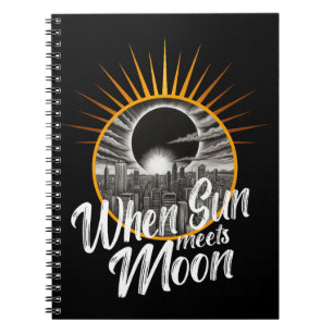 When Sun Meets Moon, Urban Skyline Solar Eclipse Notebook