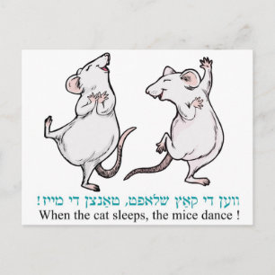 " When the cat sleeps, the mice dance" Postcard