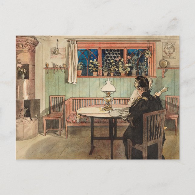 When the Children have Gone to Bed by Larsson Postcard (Front)