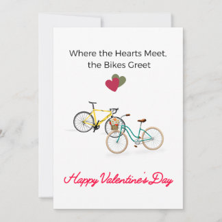 When the hearts meet, the bikes greet valentine  h holiday card